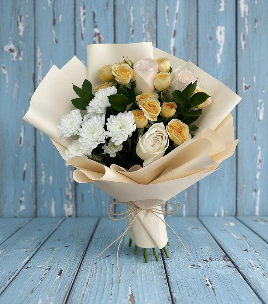 Букет цветов из: Розы и Хризантемы в Устюжне