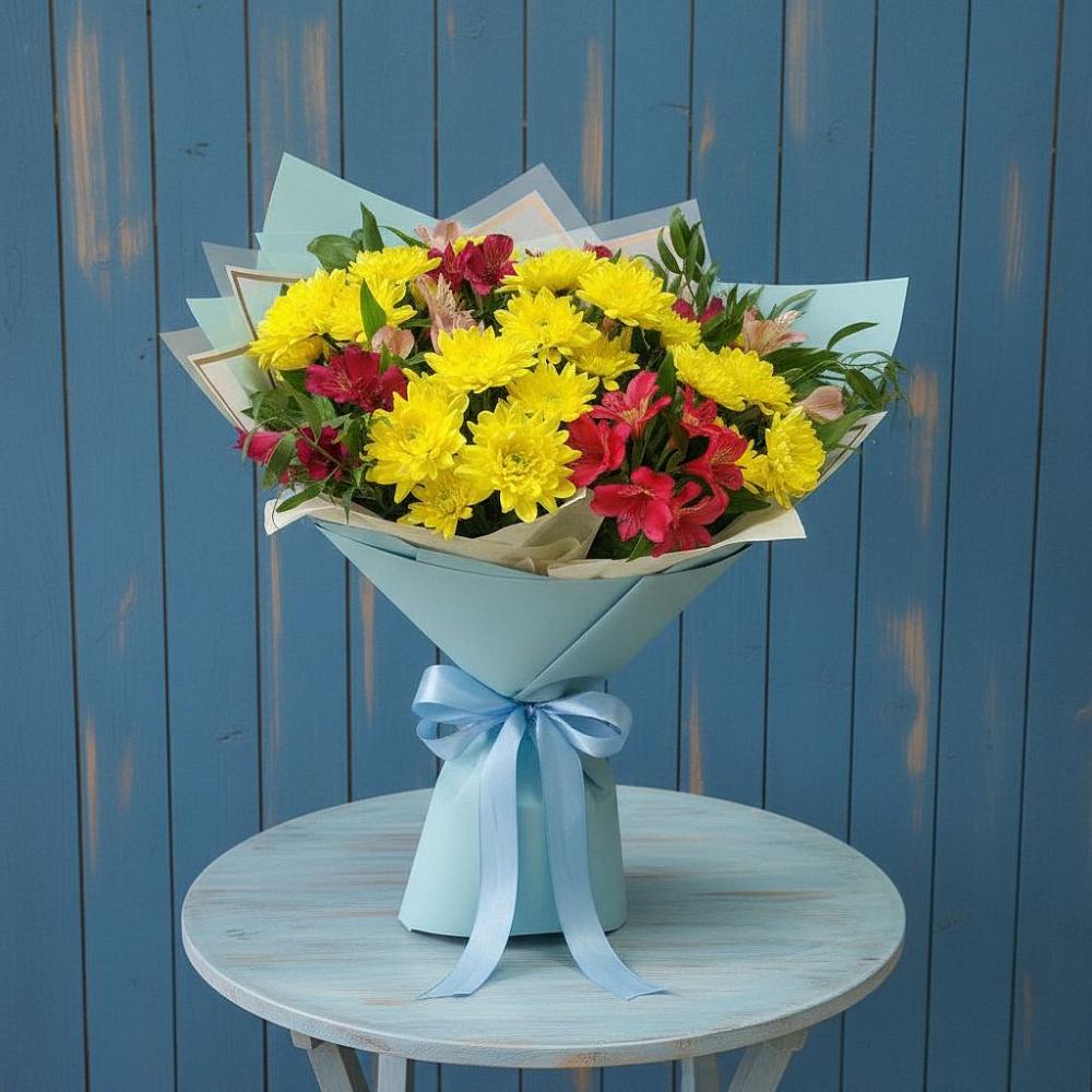 Букет цветов из: Альстромерии и Хризантемы в Устюжне