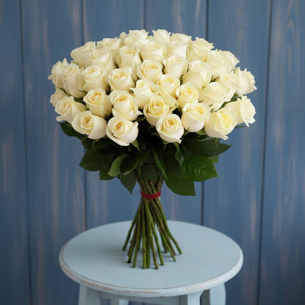 Букет 51 Белая роза Эдлесс Лав в Устюжне