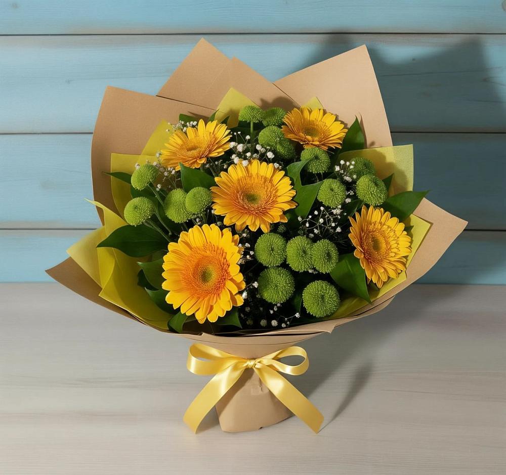 Букет цветов из: Герберы и Хризантемы в Устюжне