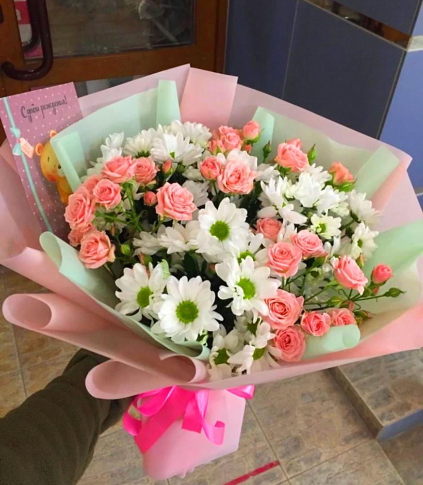 Букет цветов из: Розы и Хризантемы в Устюжне