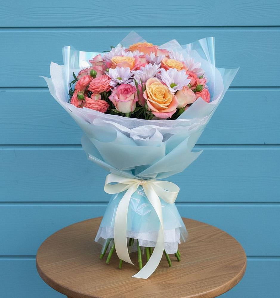 Букет цветов из: Хризантемы и Розы в Устюжне